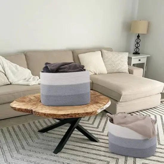 NEX&trade; Gray & White Cotton Rope Storage Baskets, 3ct. {7}