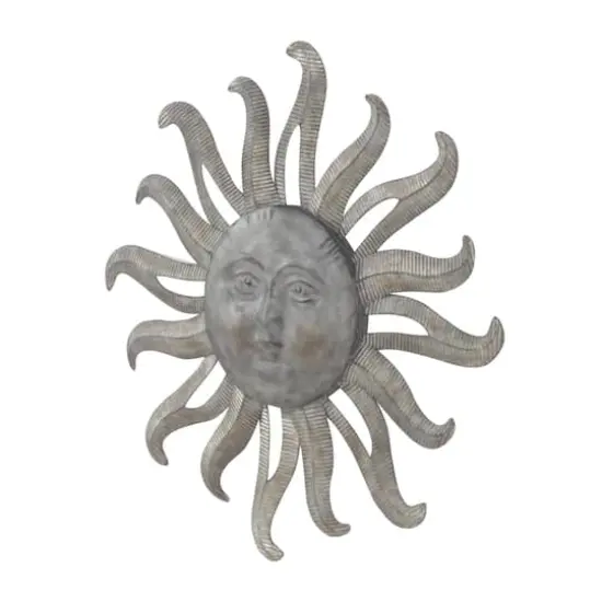 36" Gray Metal Sun Outdoor Wall Accent {3}