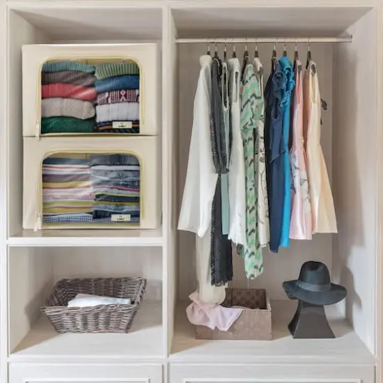 Sorbus Foldable & Stackable Storage Bags with Windows Set Beige {5}