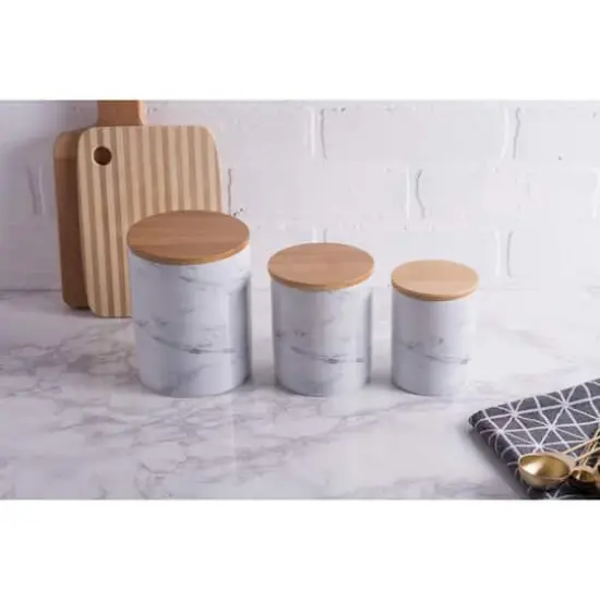 DII&reg; White Marble Ceramic Canister Set {3}