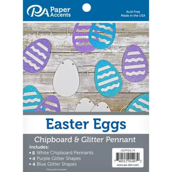PA Paper™ Accents 5'' Easter Egg Chipboard & Glitter Pennant, 16ct. {1}