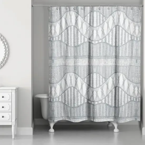 Lace Pattern Shower Curtain Blue {3}