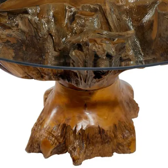 36" Brown Teak Wood Rustic Coffee Table {10}