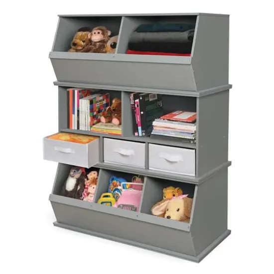 Badger Basket 2 Bin Stackable Storage Cubby Gray {7}