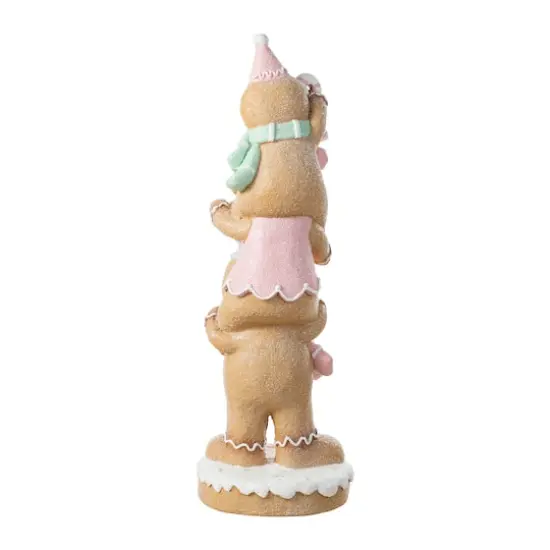 Glitzhome&reg; 29.25" Christmas Macaron Resin Stacked Gingerbread Man Porch Decor {8}