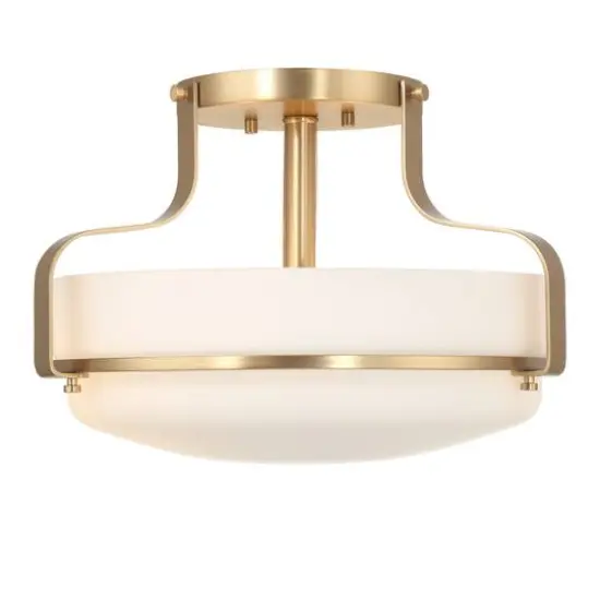 Hello Honey&reg; Chatsworth White & Gold Etched Opal Glass & Metal Semi-Flush Mount Ceiling Light {13}