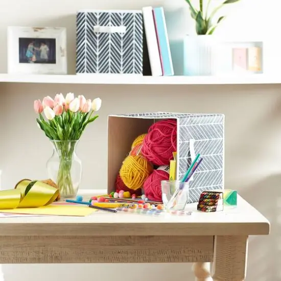 DII&reg; 11" Black Herringbone Storage Cube, 2ct. {10}