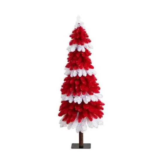 5ft. Pre-Lit Peppermint Artificial Christmas Tree, Clear Microdot LED Lights {8}