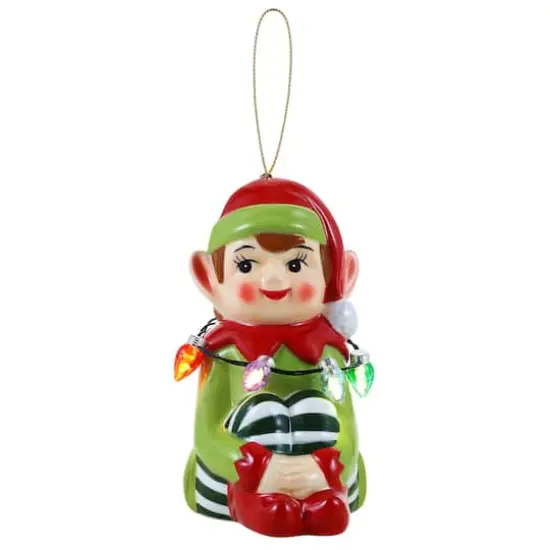 4.5" LED Mini Nostalgic Elf Ceramic Figurine {1}