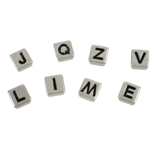 Rhodium Alphabet Plastic Craft Beads, 8mm by Bead Landing&trade; {5}