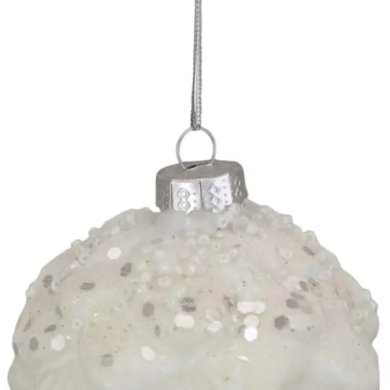 3.5" Silver Frosted Pine Cone Glass Christmas Ornament {8}