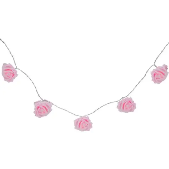 10ct. Pink Rose Flower LED String Lights with Clear Wire {5}
