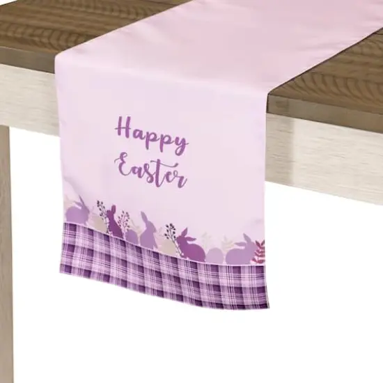 72" Pastel Purple Happy Easter Plaid Table Runner {6}