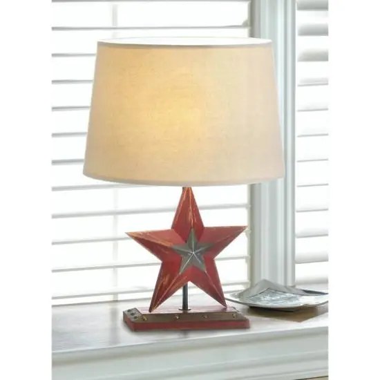 19'' Farmhouse Red Star Table Lamp {4}