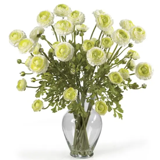 24" Ranunculus Liquid Illusion Silk Flower Arrangement Cream {1}