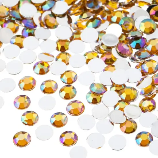 John Bead 6mm Acrylic Round Flat Back Rhinestones, 1,000ct. Gold AB {1}