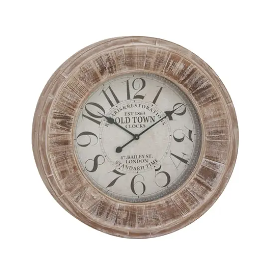 Brown Vintage Wood Wall Clock {1}
