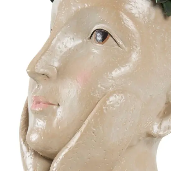 17" Woman Bust Planter with Succulent Crown {5}