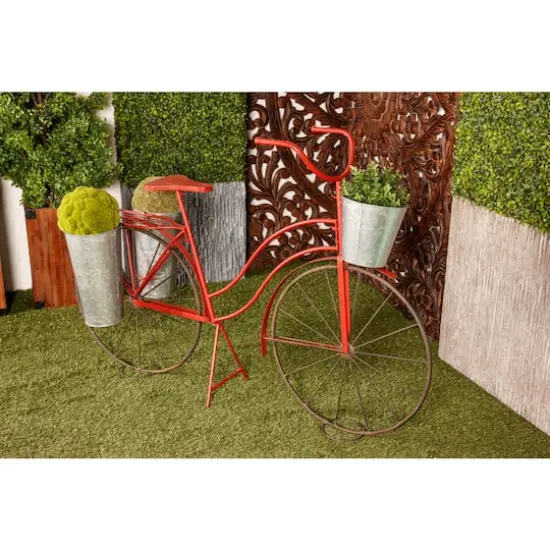 56" Red Tin Vintage Plant Stand {6}