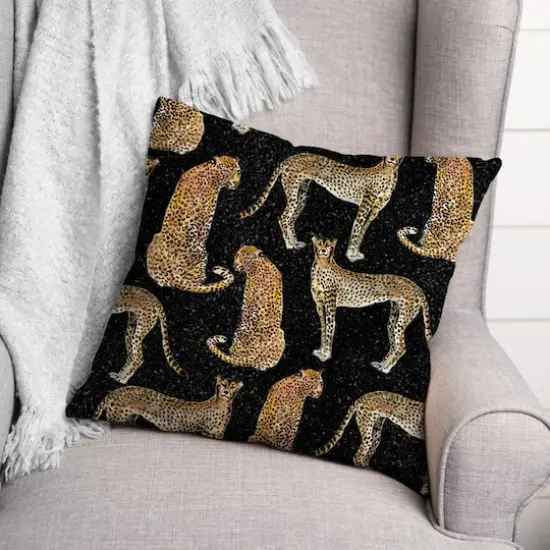 Cheetahs Indoor/Outdoor Throw Pillow Black {3}