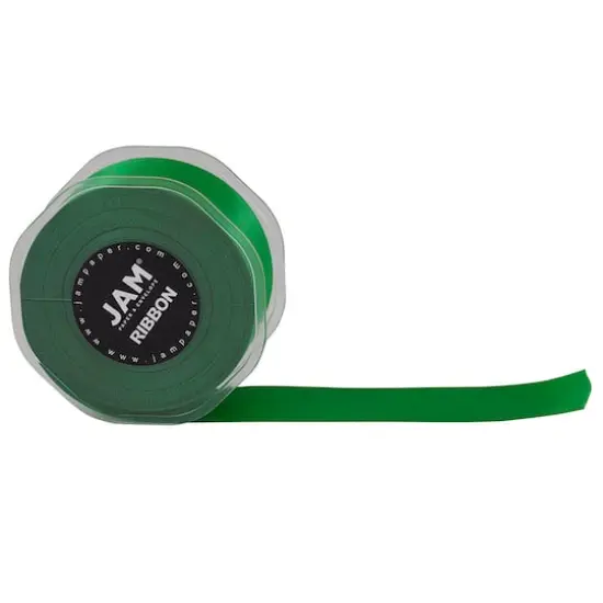 JAM Paper 1.5" x 25yd. Double Faced Satin Ribbon Emerald {4}