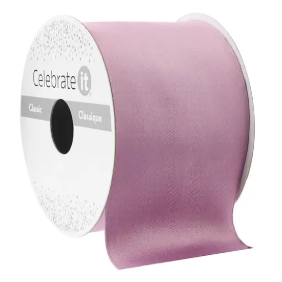 2.5" x 10yd. Satin Wired Ribbon by Celebrate It&reg; Classic Purple {1}
