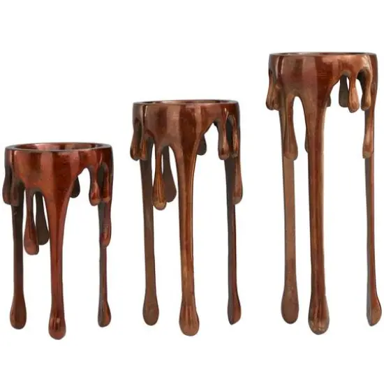 Copper Metal Pillar Candle Holder with Dripping Legs Set {6}