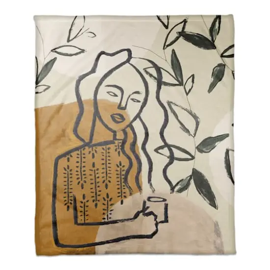 Earthy Abstract Figure II 50" x 60" Coral Fleece Blanket {1}