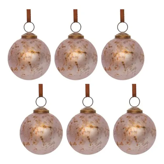 3" Rusted Violet Mercury Glass Ball Ornaments. 6ct. {1}