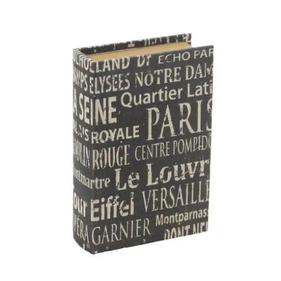 Black French Themed Typography Wood Traditional Box Set {4}