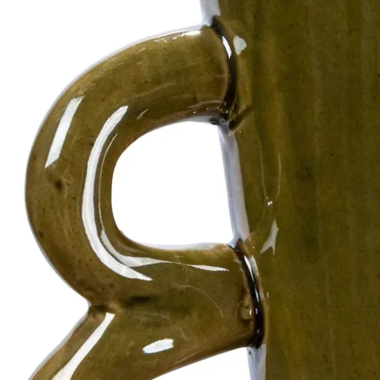 Hello Honey® 8.5" Olive Green Reactive Glaze Stoneware Vase with Handles {7}