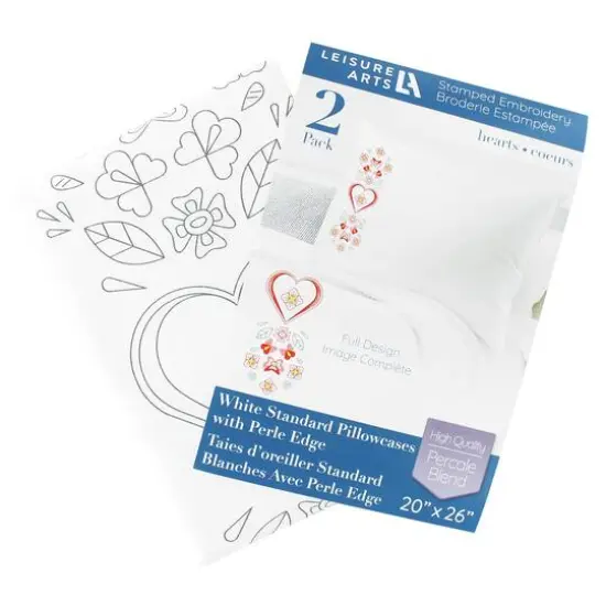 Leisure Arts&reg; Hearts Pillowcase Stamped Embroidery Kit {4}
