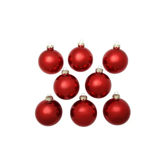 Whitehurst 8ct. 3.25" Shiny Glass Ball Ornaments Red Shiny {3}