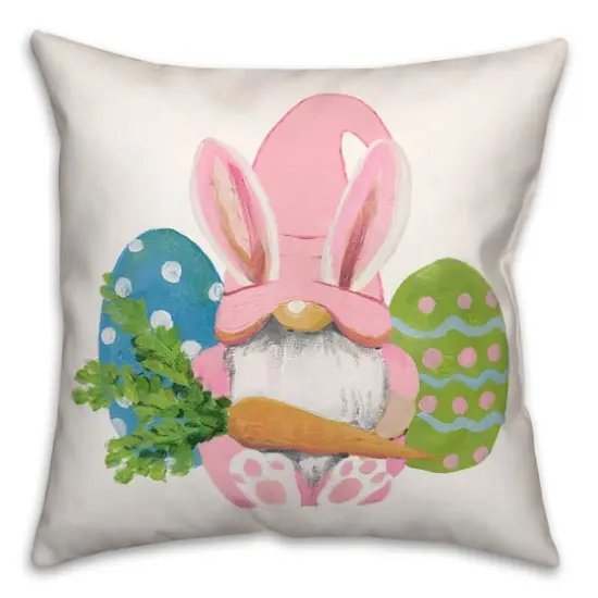 Easter Bunny Gnome 18" x 18" Throw Pillow {1}