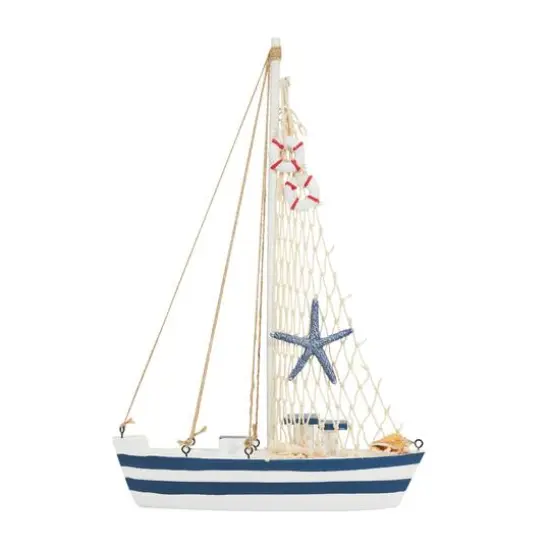 Blue Sail Boat with Netting & Starfish Sculpture Set {10}