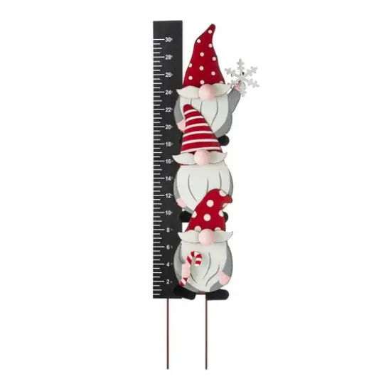 Glitzhome&reg; 3ft. Lighted LED Gnome Snow Gauge Yard Stake {5}