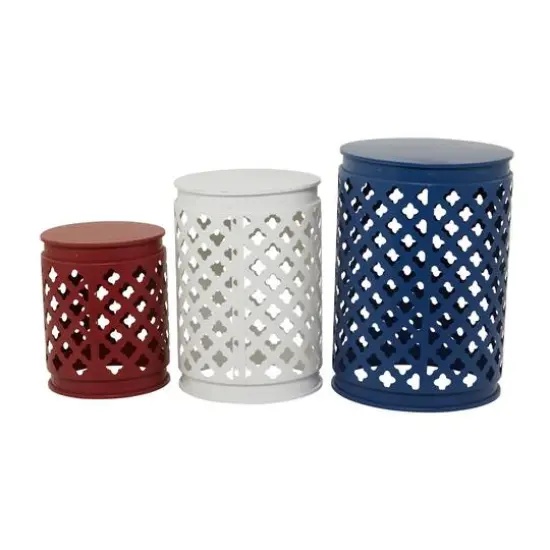 Multi Colored Metal Coastal Accent Table, Set of 3" Set of 3" 23", 19", 15" {6}