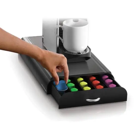 Mind Reader Black Coffee Station With Coffee Pod Storage Drawer {6}