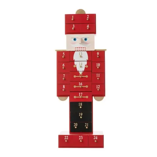 Glitzhome&reg; 17.25'' Wooden Christmas Nutcracker Countdown Calendar D&eacute;cor with Drawer {6}