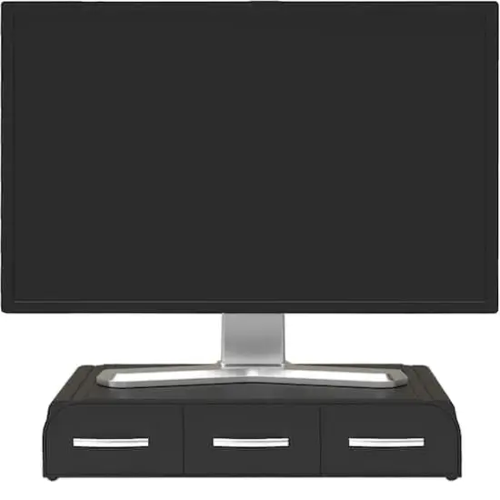 Mind Reader Black Monitor Stand & 3 Draw Desk Organizer Storage Set {8}