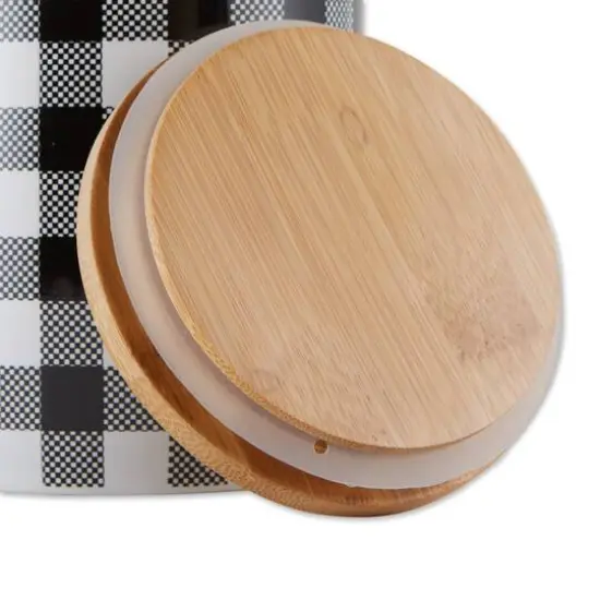 DII&reg; Buffalo Check Ceramic Canister Set Black and White {6}