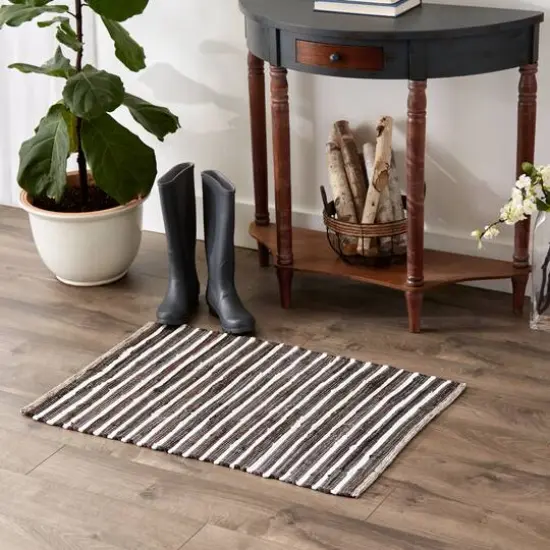 DII&reg; Slim Stripe Cotton Chindi Rug, 2ft. x 3ft. Dark Brown {5}