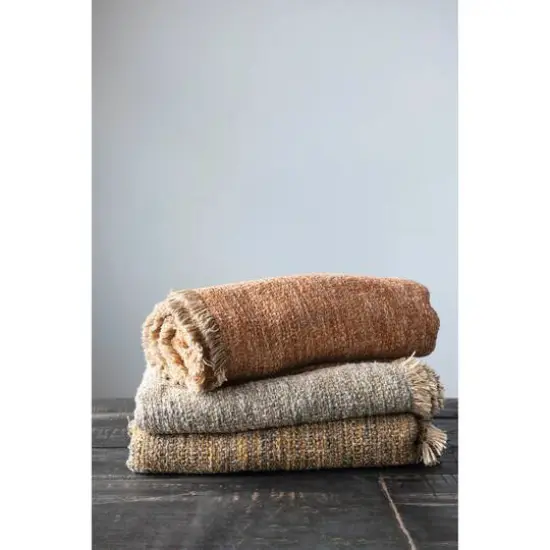 Hello Honey&reg; Tan M&eacute;lange Boucl&eacute; Throw with Fringe {3}