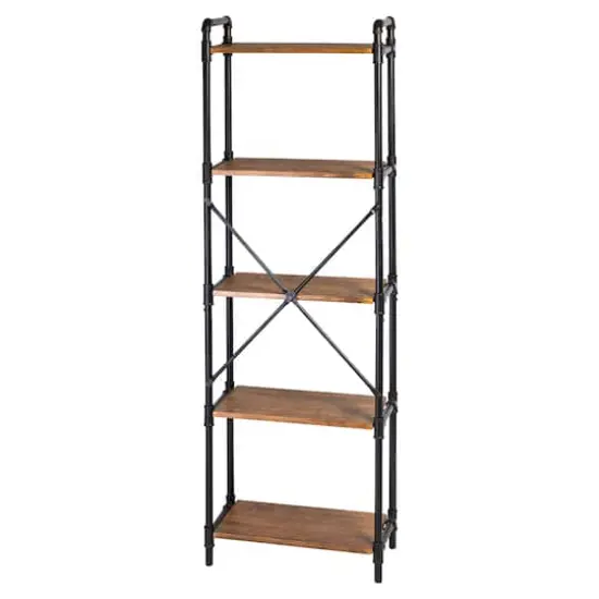 Honey Can Do Black 5-Tier Industrial Bookshelf {5}