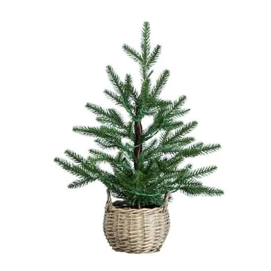 1.5ft. Pre-Lit Artificial Mini Christmas Tree in Basket with 20 Warm White LED Lights {1}