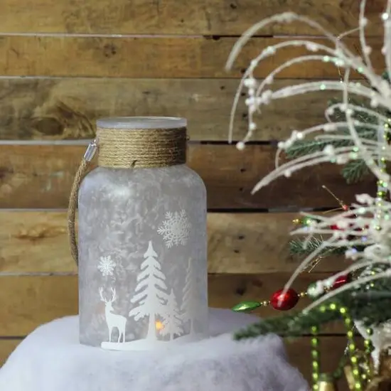 10" Clear Winter Scene Christmas Pillar Candle Lantern {10}