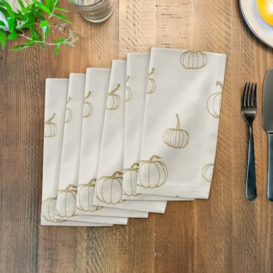 Mustard Yellow Mini Pumpkin Pattern Cotton Twill Napkin {4}