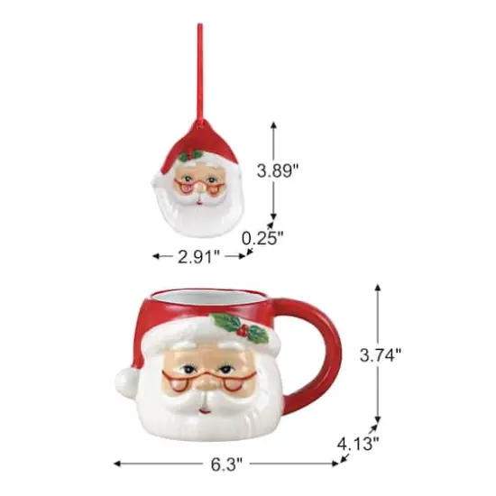Mr. Christmas 16oz. Ceramic Santa Mug & Ornament Set Red {4}