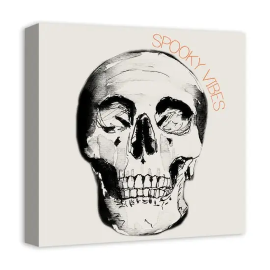 Spooky Vibes Skull 16" x 16" Canvas Wall Art {3}