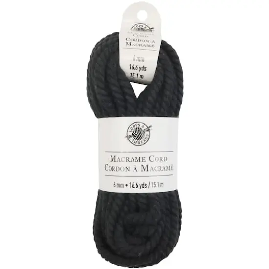 Macram&eacute; Cotton Cord by Loops & Threads&reg;, 50ft. Black {1}